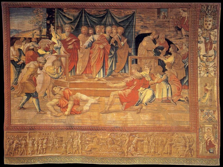 1515 - Raphael Vatican Arazzi_di_raffaello,_morte_di_anania