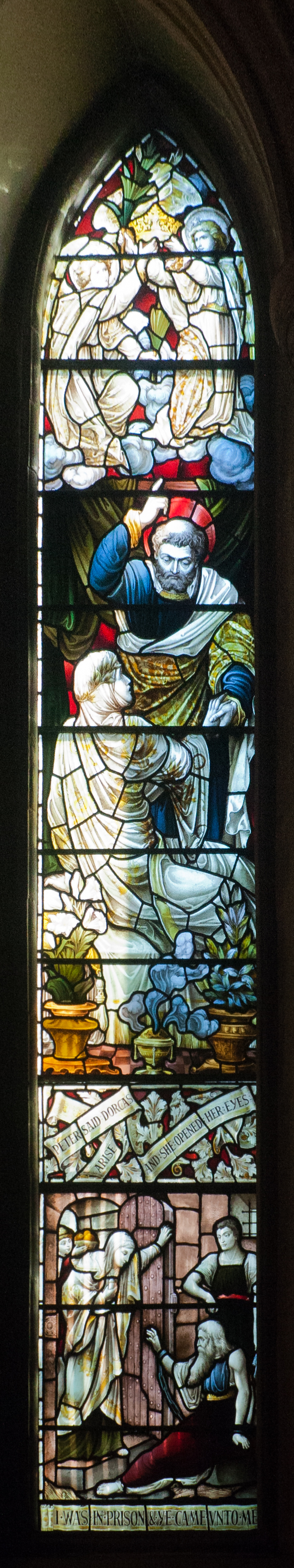 Dublin_St._Patrick's_Cathedral_Ambulatory_Southern_Section_Window_Raising_of_Dorcas_by_Saint_Peter_2012_09_26